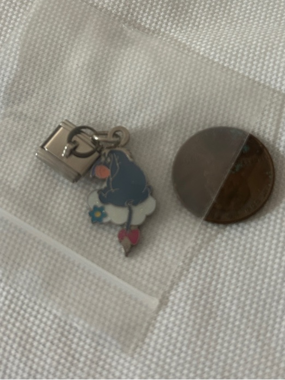 Disney Eeyore add a link charm Enamel Charm with Pink bow and Flower